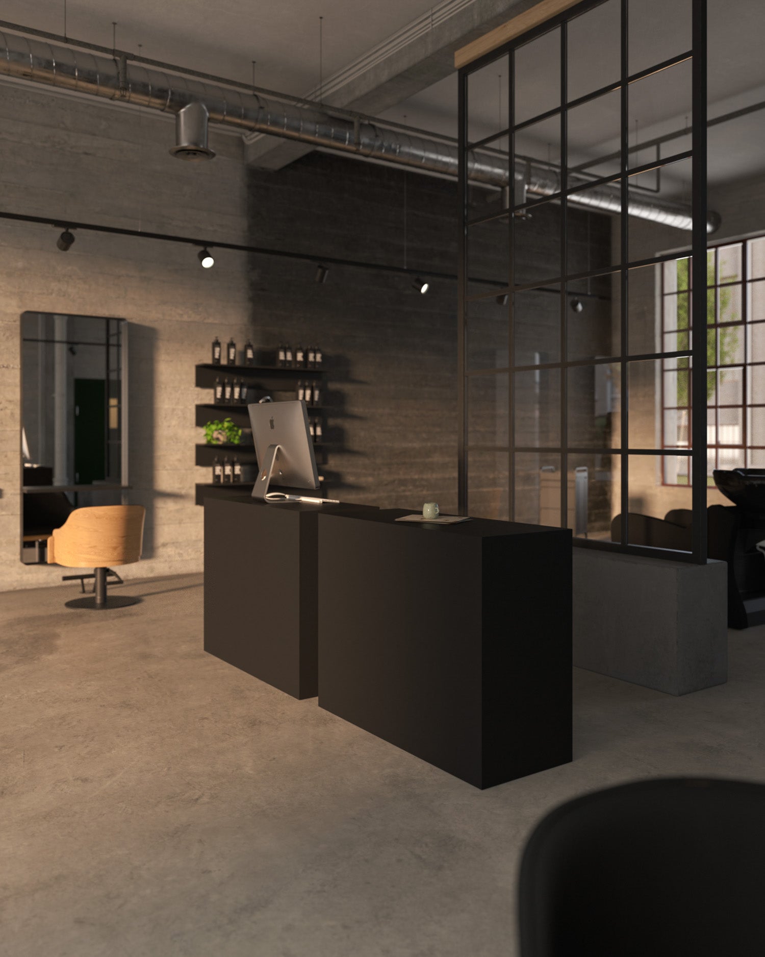 Welcome - Black reception desk - 110cm